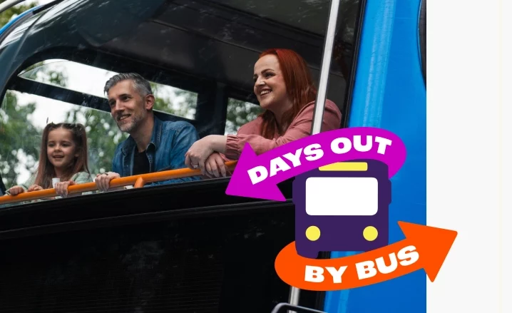 A family enjoy a day out by bus