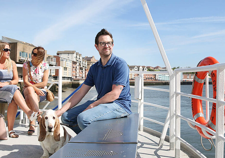 A Shields Ferry customer with a dog