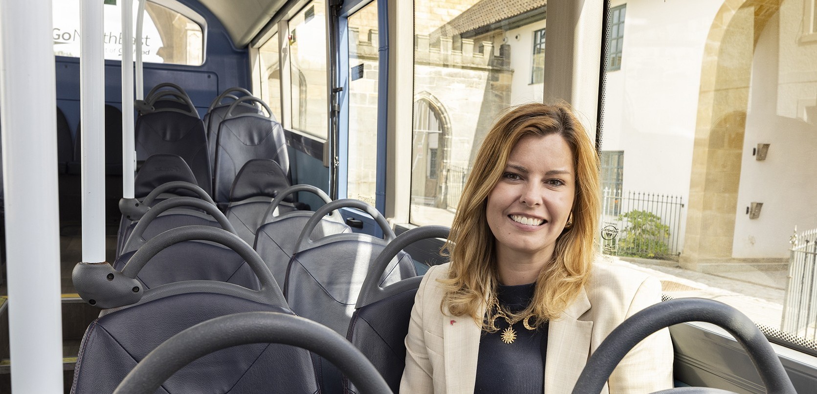 Mayor Kim on a bus