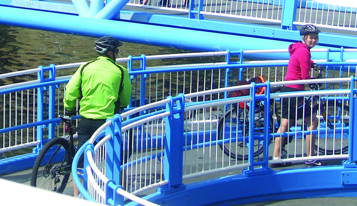 Cyclists boarding the Shields Ferry