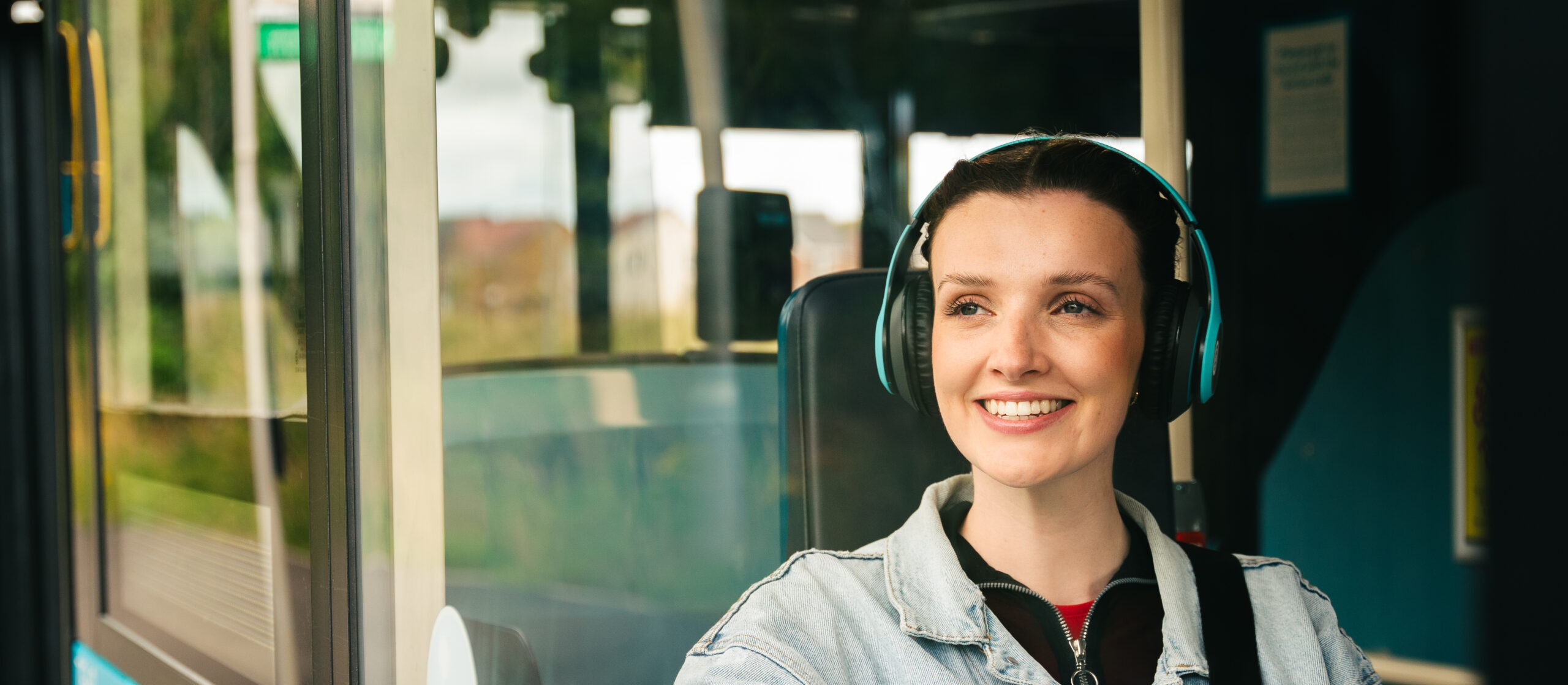 Female passenger on North East public transport