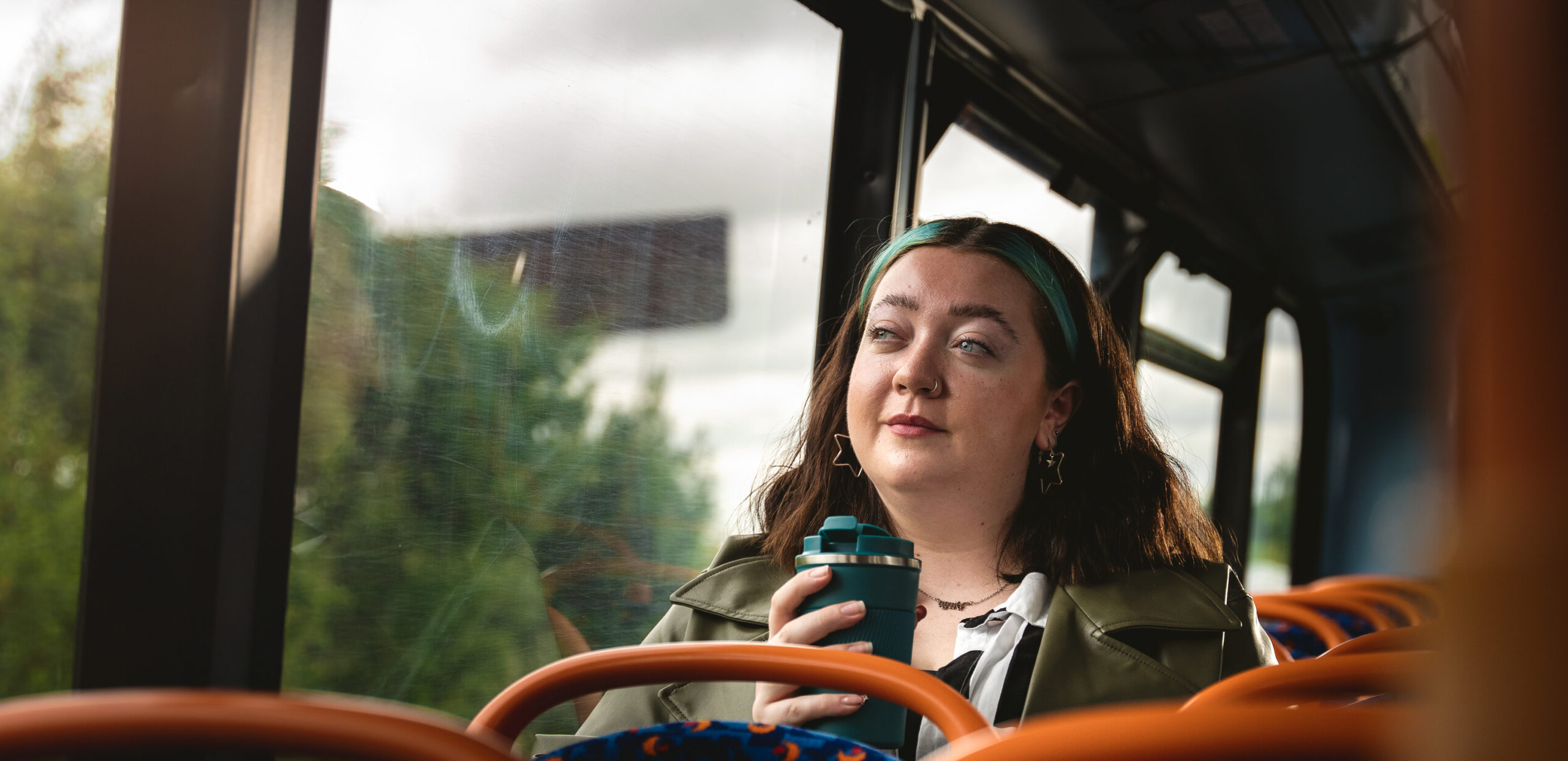 Female customer on North East bus