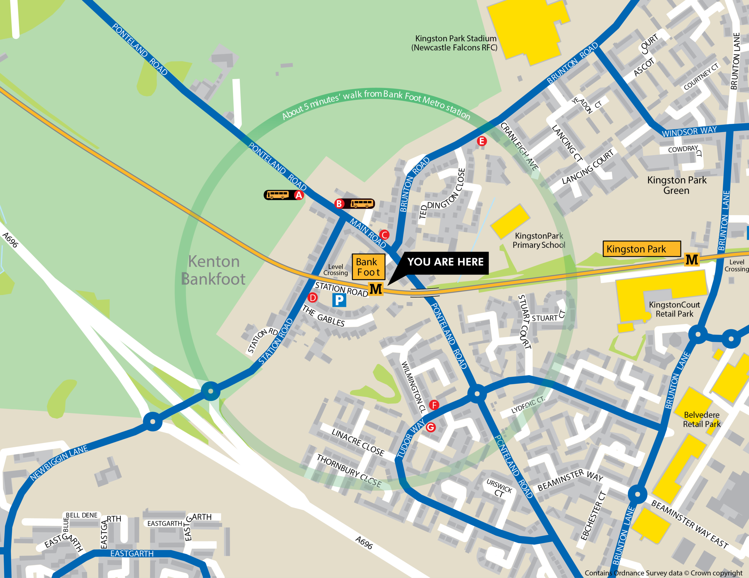 Bank Foot station area map