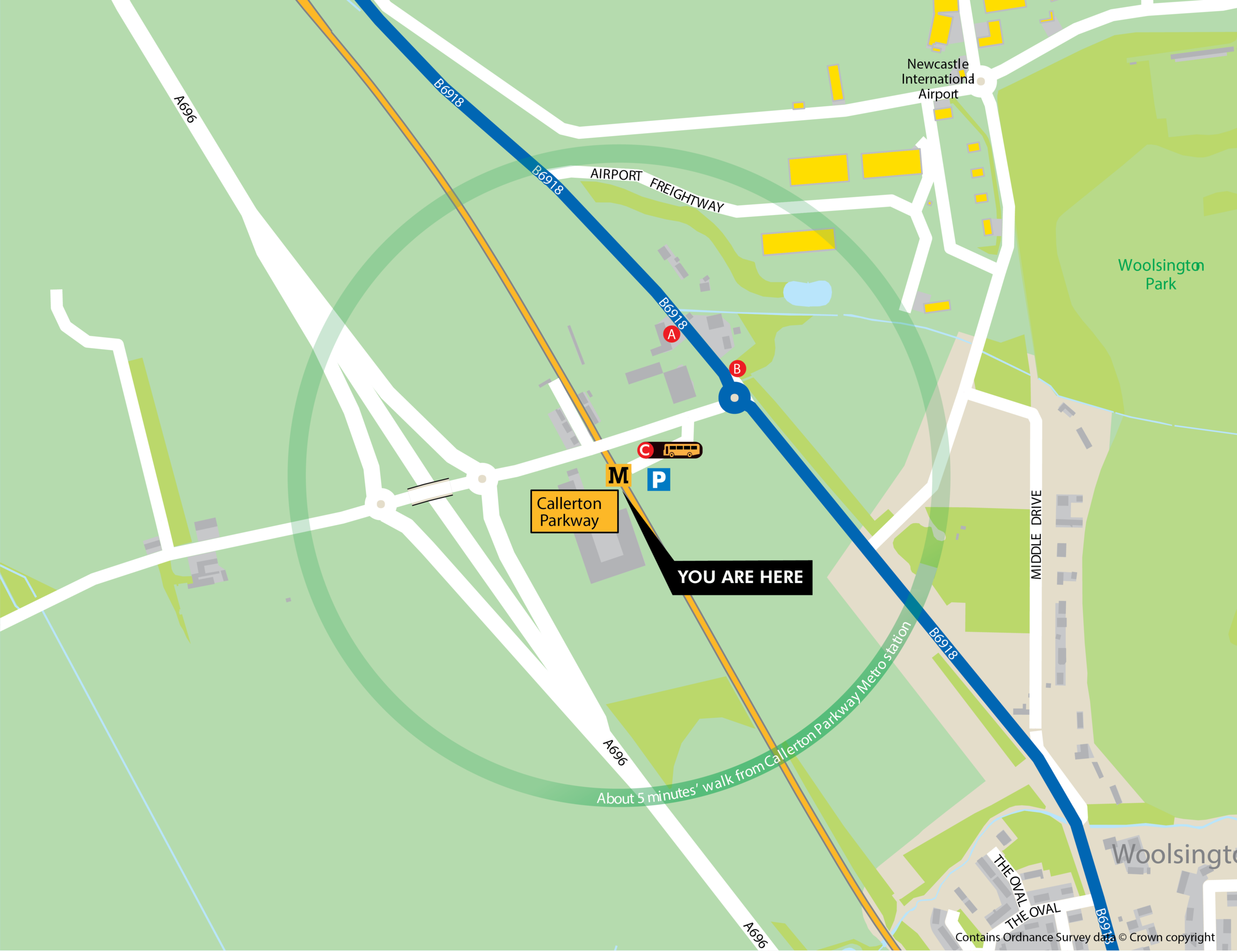 Callerton Parkway station area map