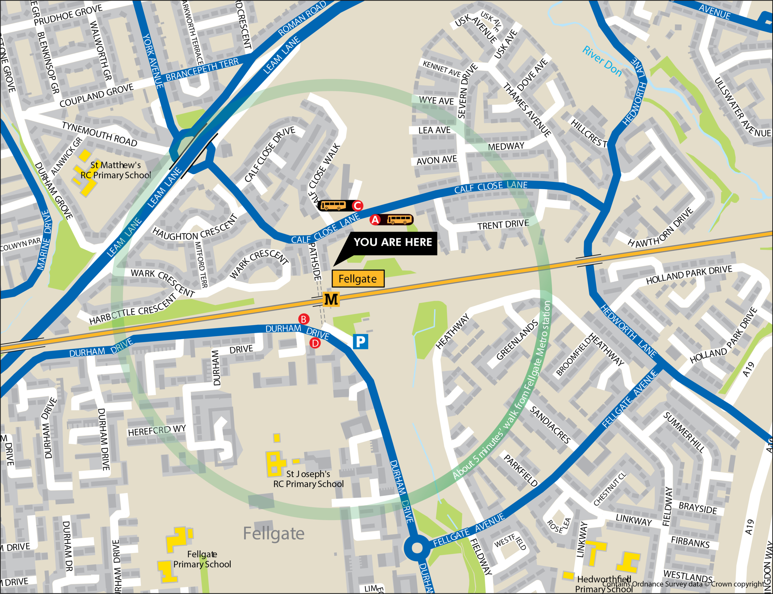 Fellgate station area map