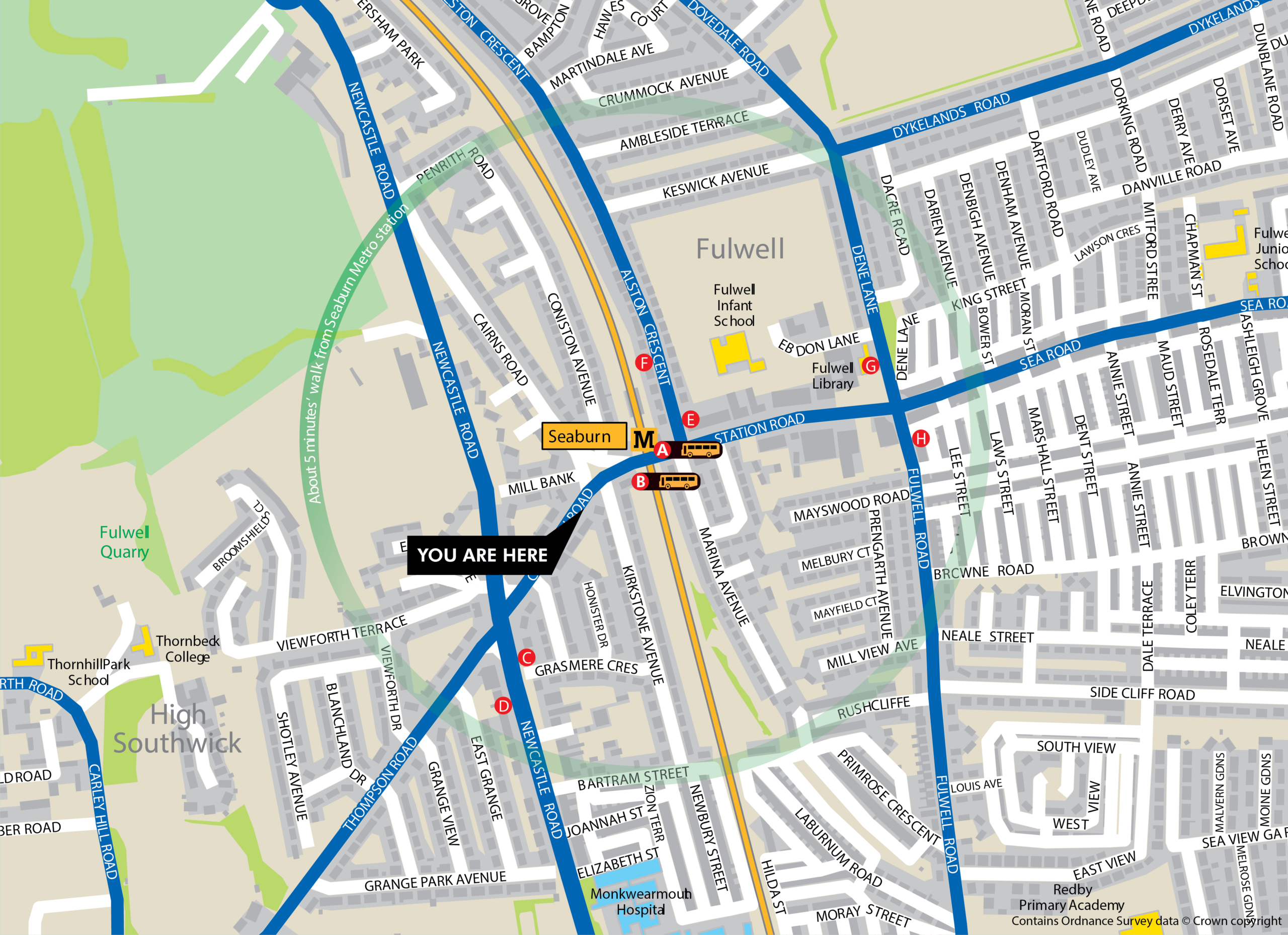 Seaburn station area map