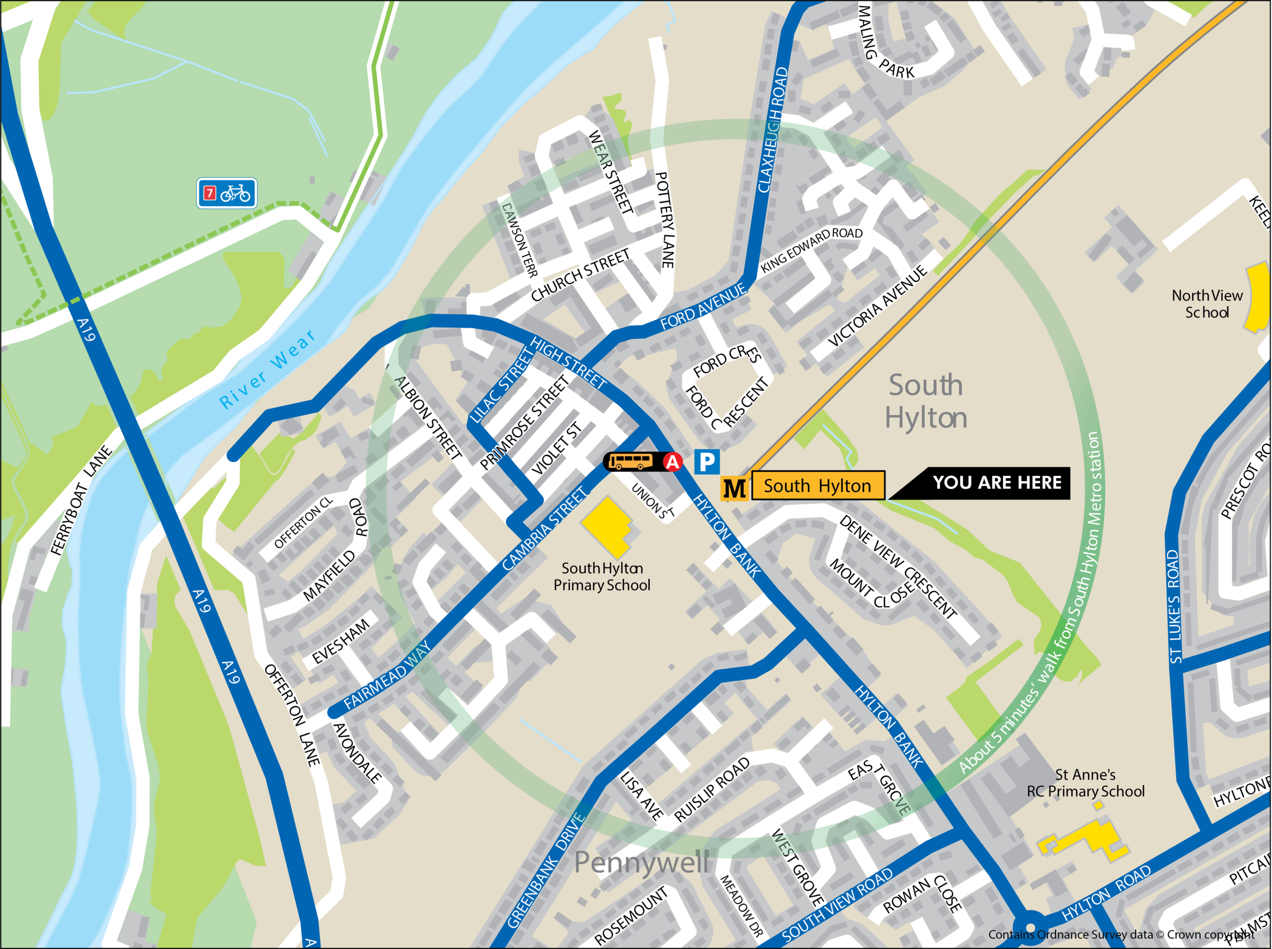 South Hylton station area map