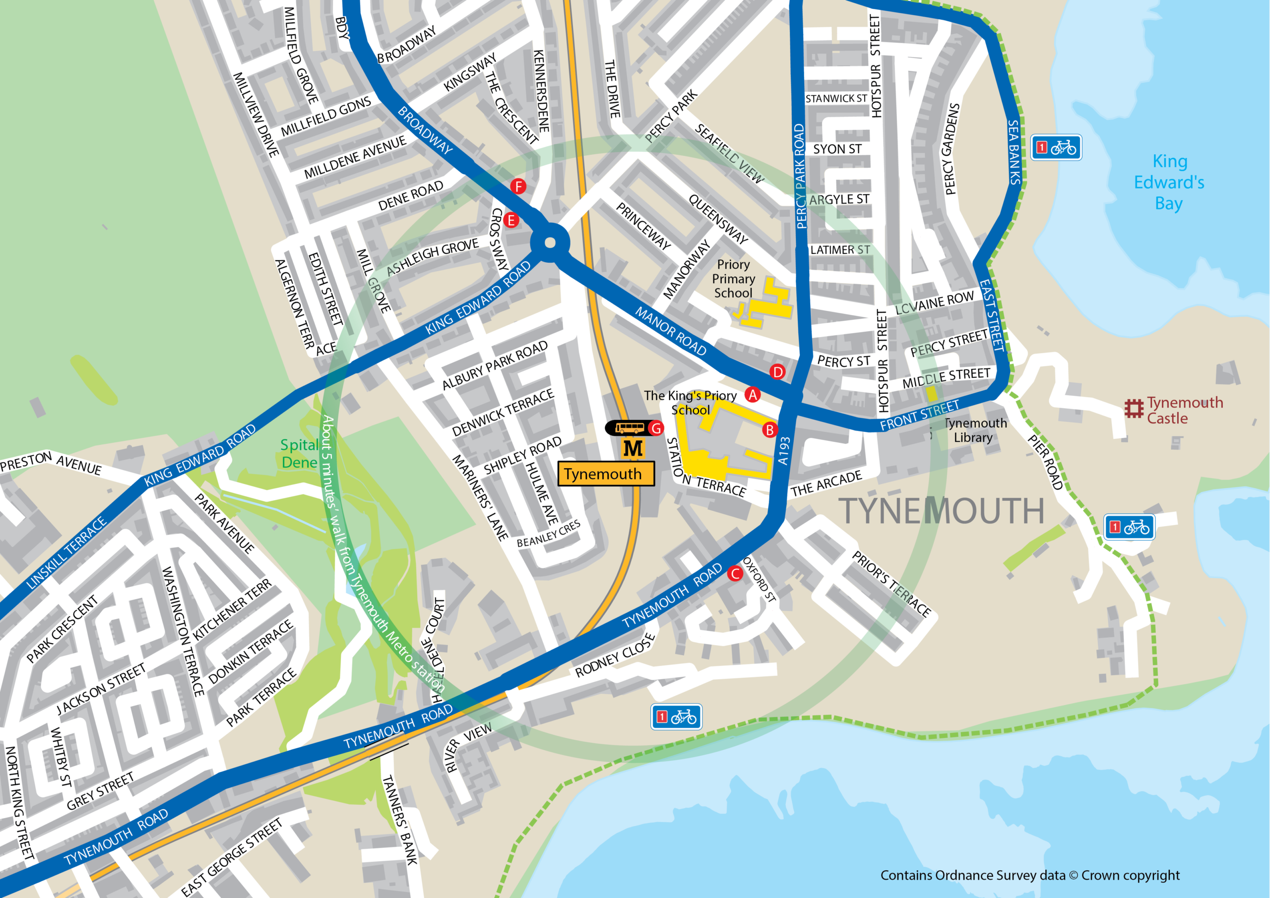 Tynemouth station area map