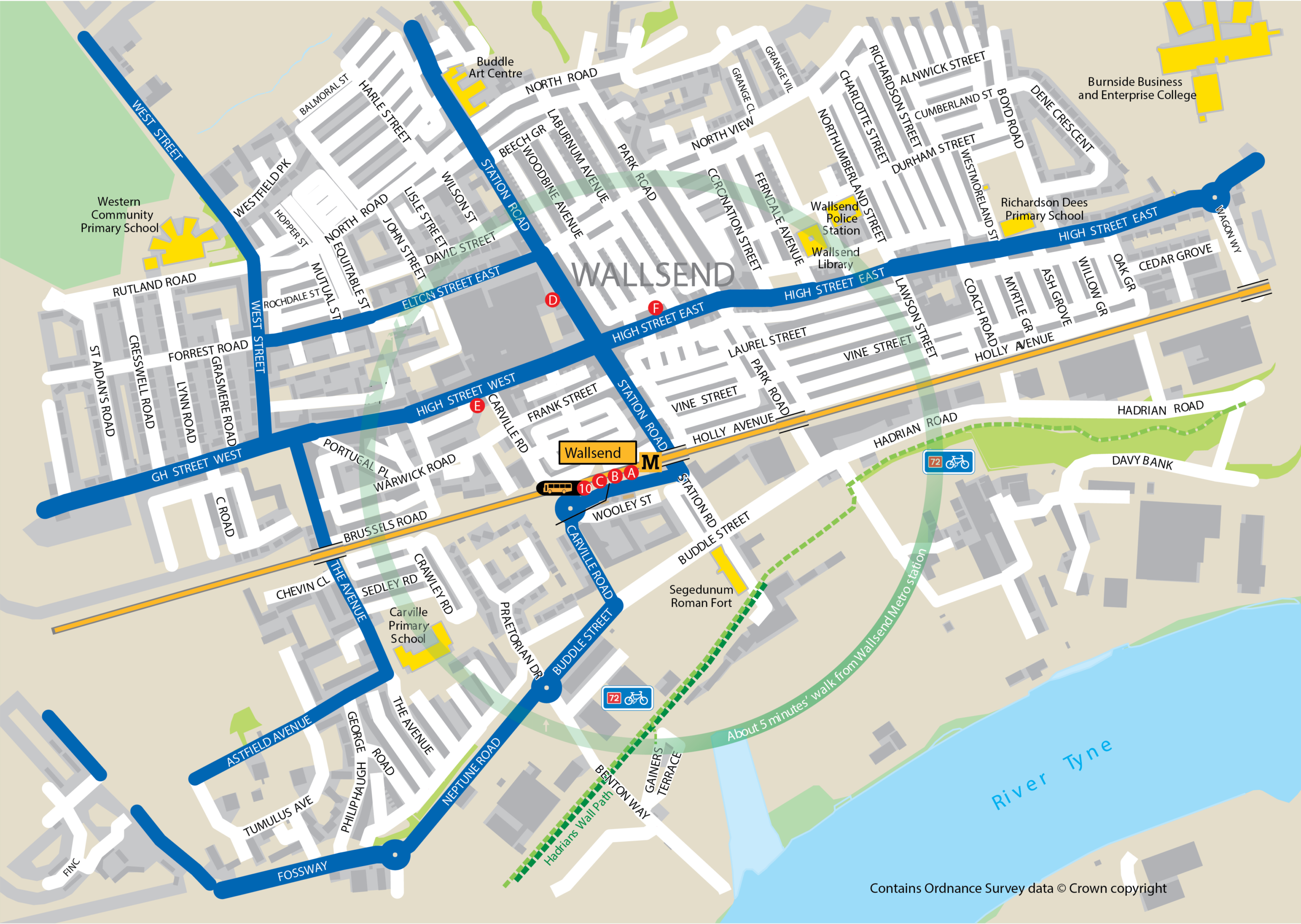 Wallsend station area map